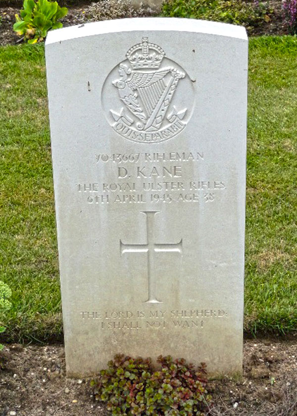 Rifleman David Kane in Rheinberg War Cemetery
