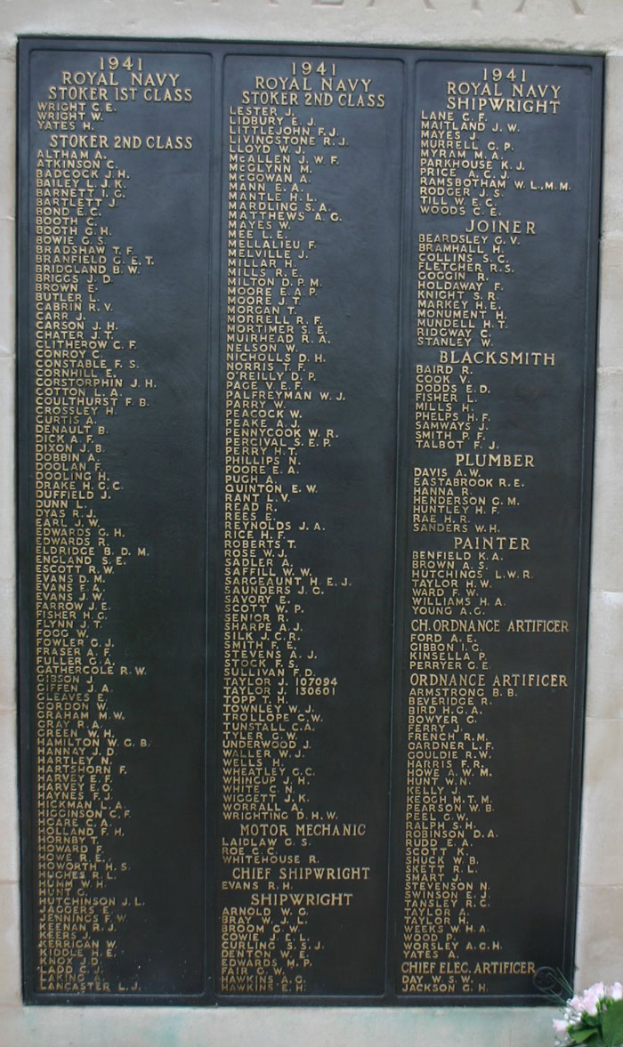 Panel 56 - Portsmouth Naval Memorial