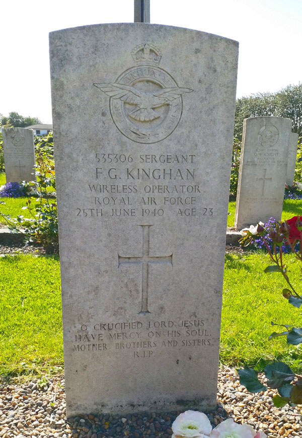 Sergeant Francis George Kinghan is buried in Haugesund (Rossebo) Var Frelsers Cemetery in Norway.