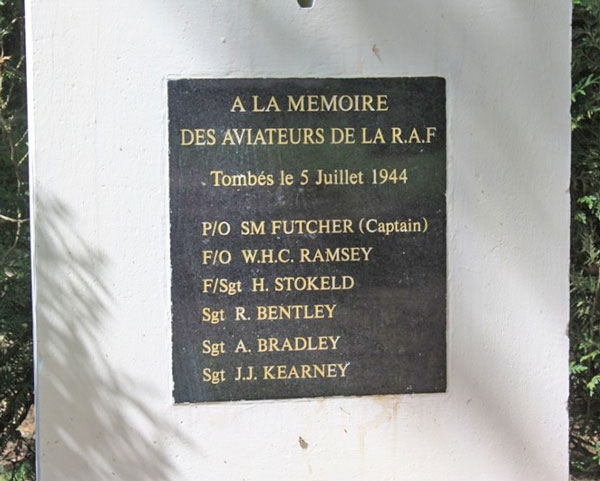  Sergeant James Joseph Kearney  on plaque in woodland near St-Germain-la-Poterie